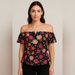 Monteau Floral Off the Shoulder Top Size Medium